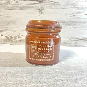 Aramis brown lidded crock jar storage decor gift